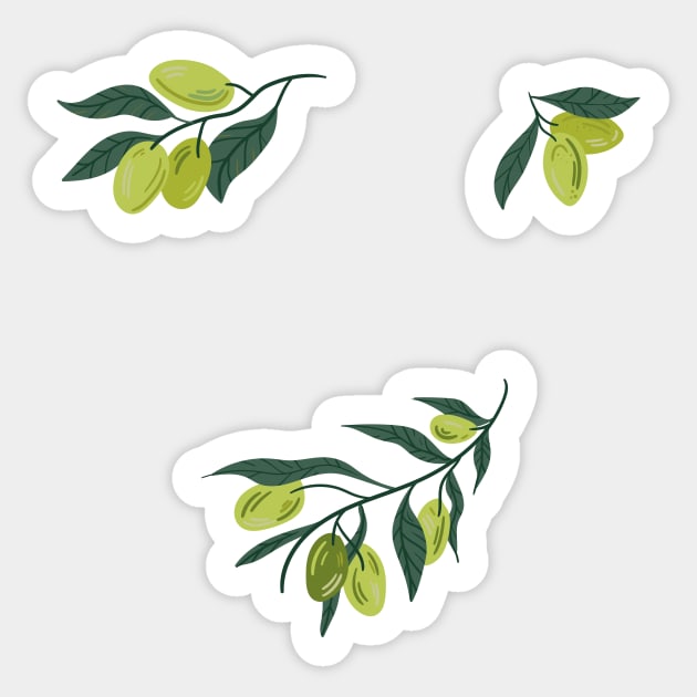 olives sticker, olive sticker, olives stickers, olive stickers, olive sticker pack, olive leaf, olive branch, olive twig Sticker by crocozen